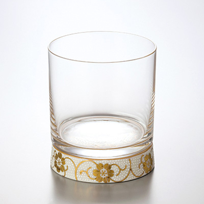 【彫刻できるグラス・加工料込】九谷和グラス　ロックグラス　白粒鉄仙　オーダーメイドコース