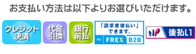 お支払い方法は以下よりお選びいただけます